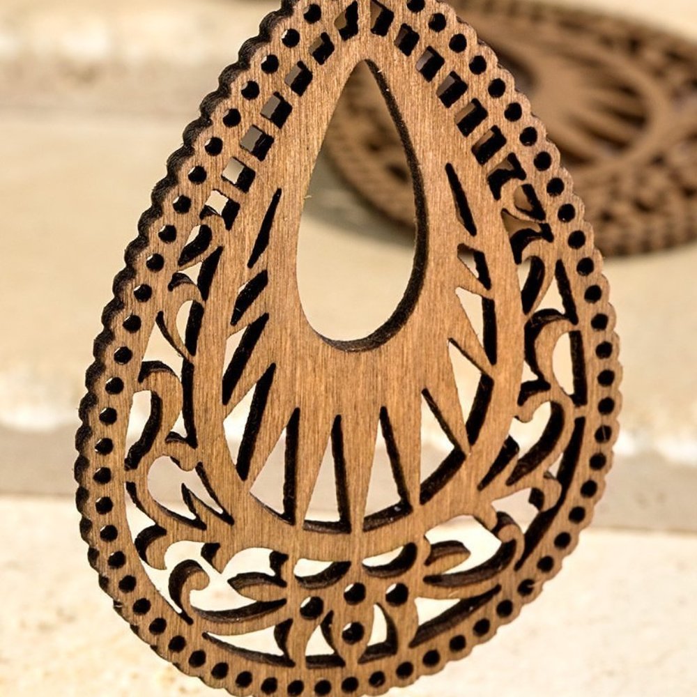 Wood earrings bohemian style jewelry